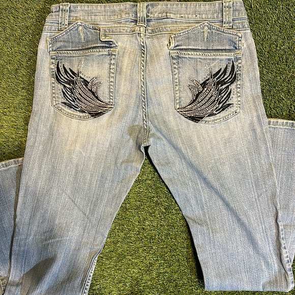 Wmns Vintage Harley Davidson Biker Denim Jeans - Picture 7 of 8